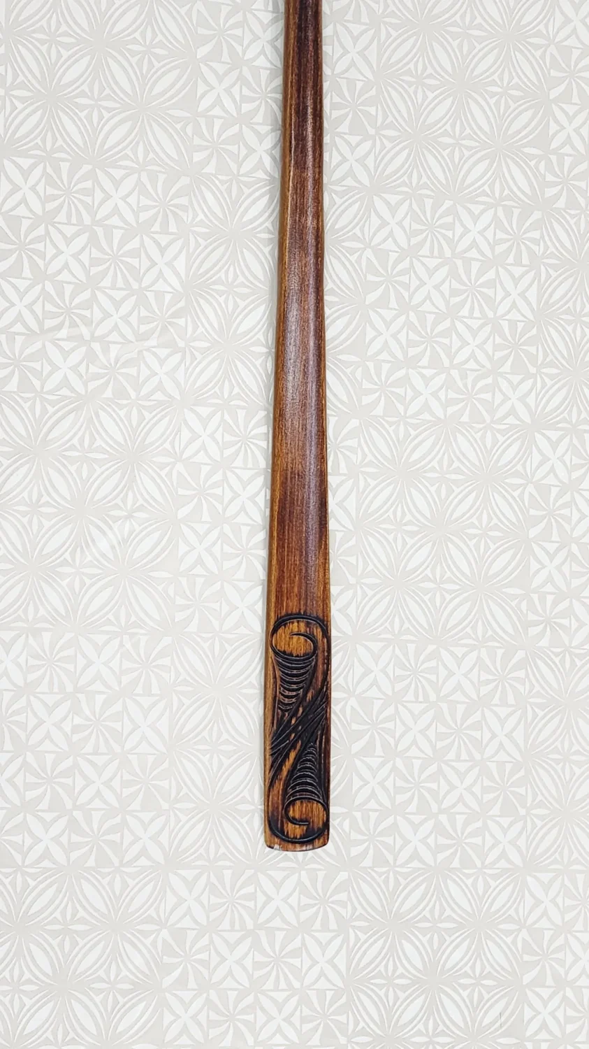 Full Size Maori Wooden Taiaha with New Zealand Greenstone Blade - WM978J
