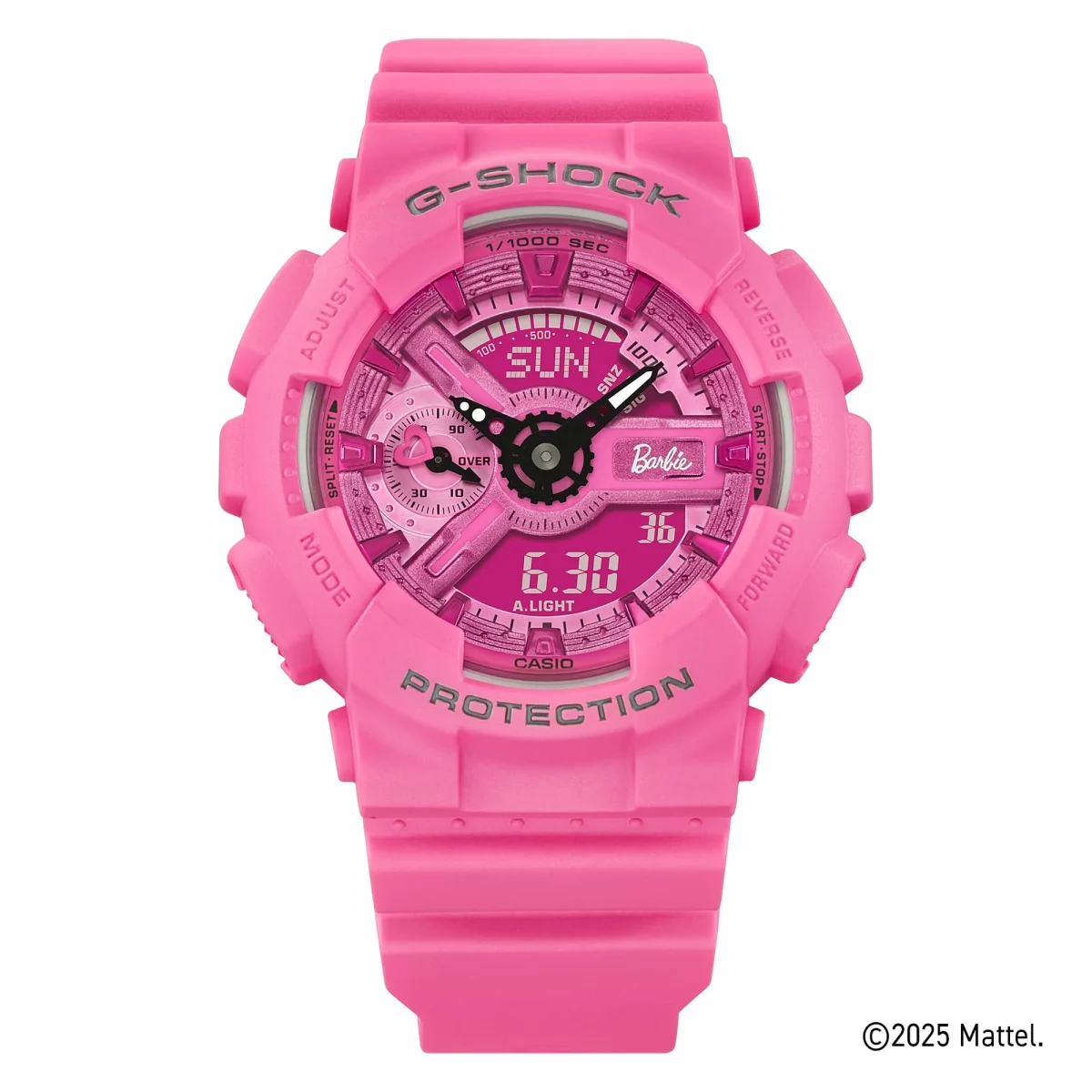 G-Shock Barbie Collaboration Series Mid-Size Dual Time 200M WR Pink Dial, Case & Resin Band - GMAS110BE-4A