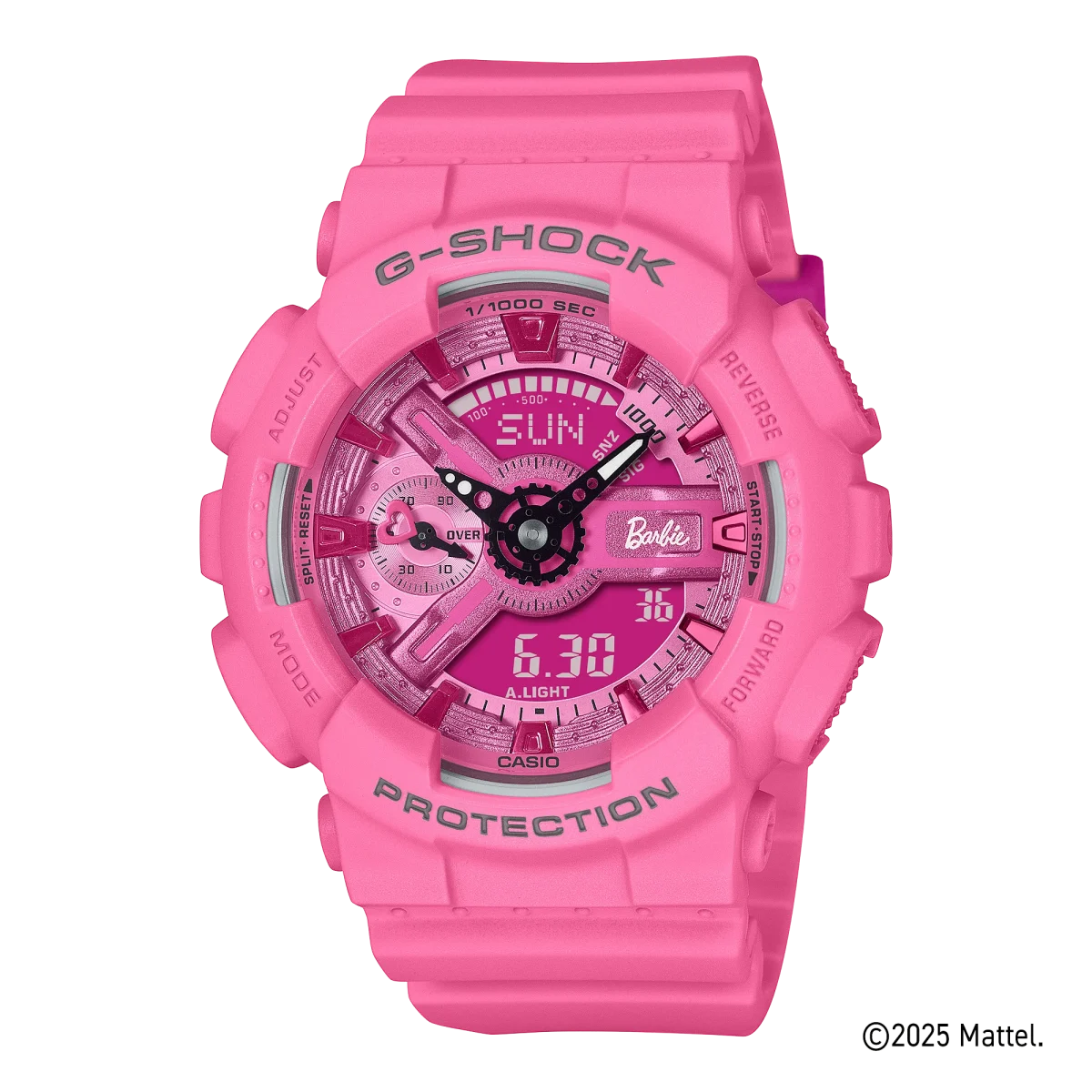G-Shock Barbie Collaboration Series Mid-Size Dual Time 200M WR Pink Dial, Case & Resin Band - GMAS110BE-4A