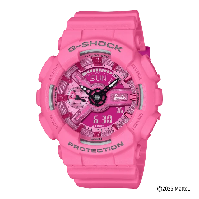 G-Shock Barbie Collaboration Series Mid-Size Duel Time 200M WR Pink Dial, Case & Resin Band - GMAS110BE-4A