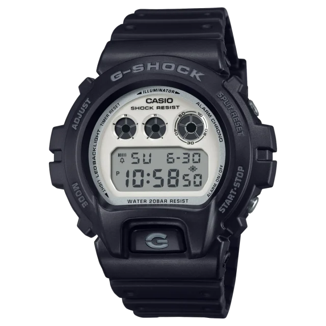 G-Shock Digital Black & White 200M WR Black Resin Band - DW6900WD-1D
