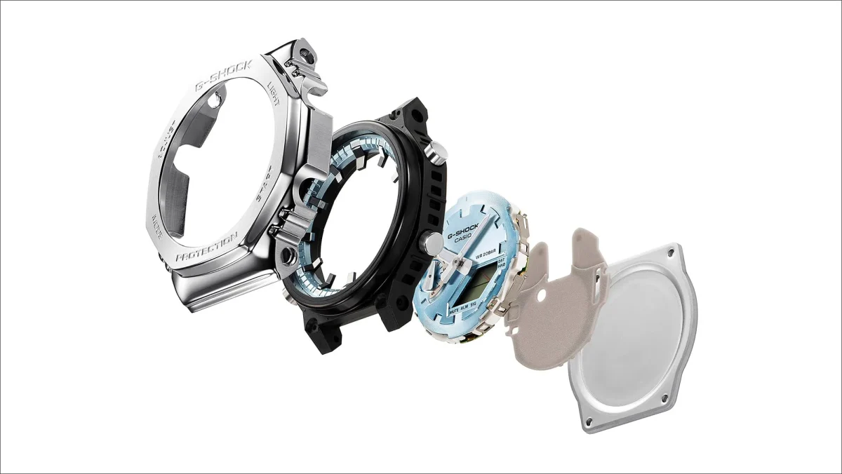 G-Shock Duel Time 200M WR Stopwatch, Alarm Light Blue Face, Stainless Steel Band - GM2110D-2A