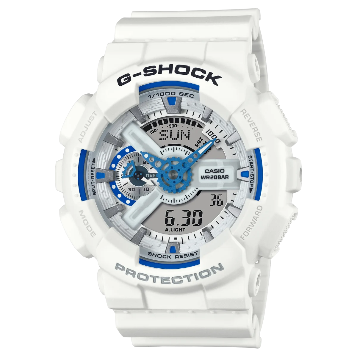 G-Shock Duel Time "Sea of Star Glow" 200M WR, White Dial, White Case & Resin Band - GA110HDS-7A
