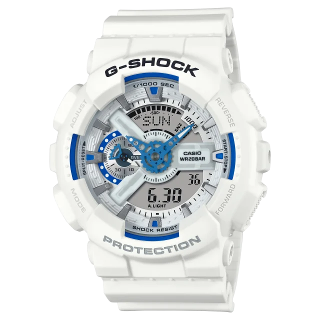 G-Shock Duel Time "Sea of Star Glow" 200M WR, White Dial, White Case & Resin Band - GA110HDS-7A