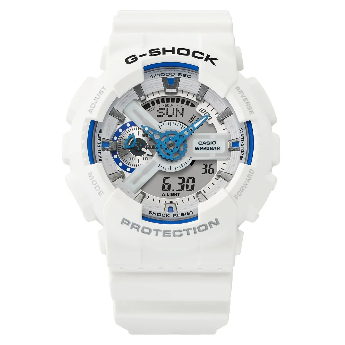 G-Shock Duel Time "Sea of Star Glow" 200M WR, White Dial, White Case & Resin Band - GA110HDS-7A