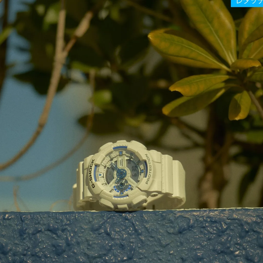 G-Shock Duel Time "Sea of Star Glow" 200M WR, White Dial, White Case & Resin Band - GA110HDS-7A