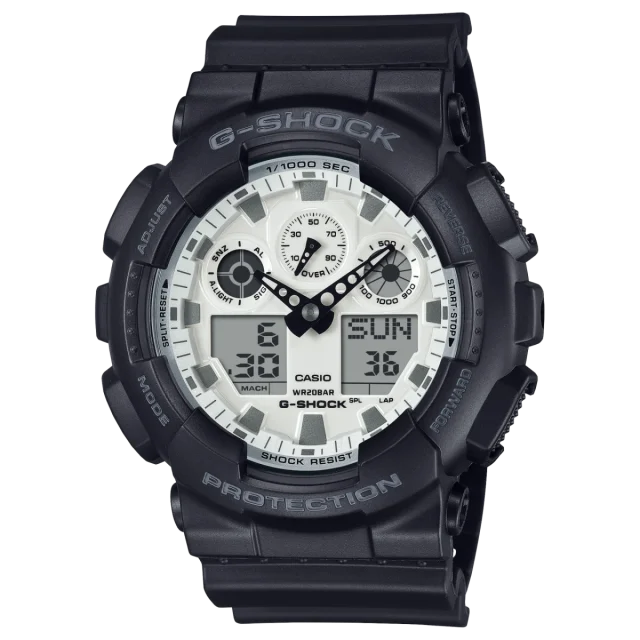 G-Shock Duo Black & White 200M WR Black Resin Band - GA-100WD-1A