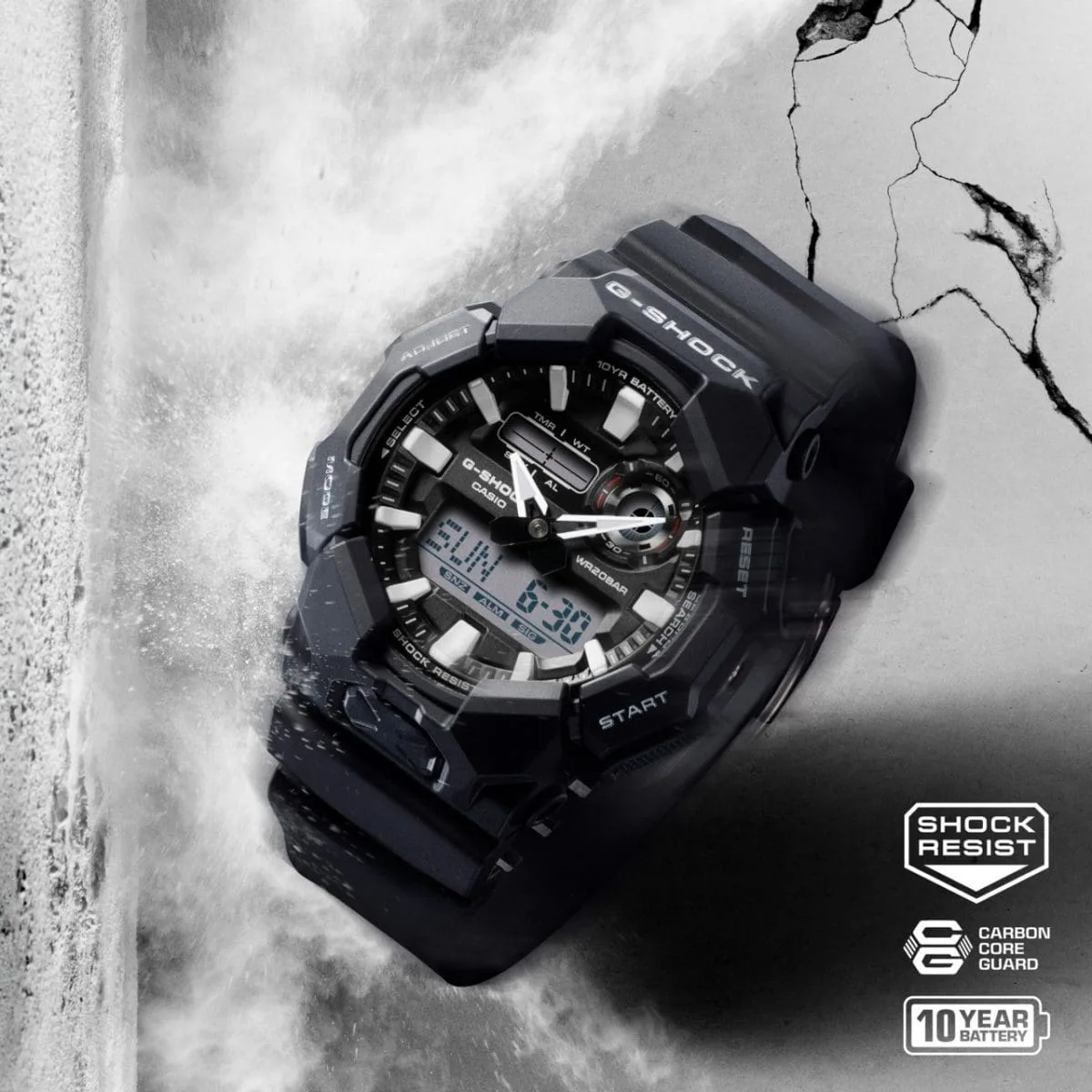 G-Shock Duo Rugged 200M WR Black Case & Resin Band - GA-010-1A
