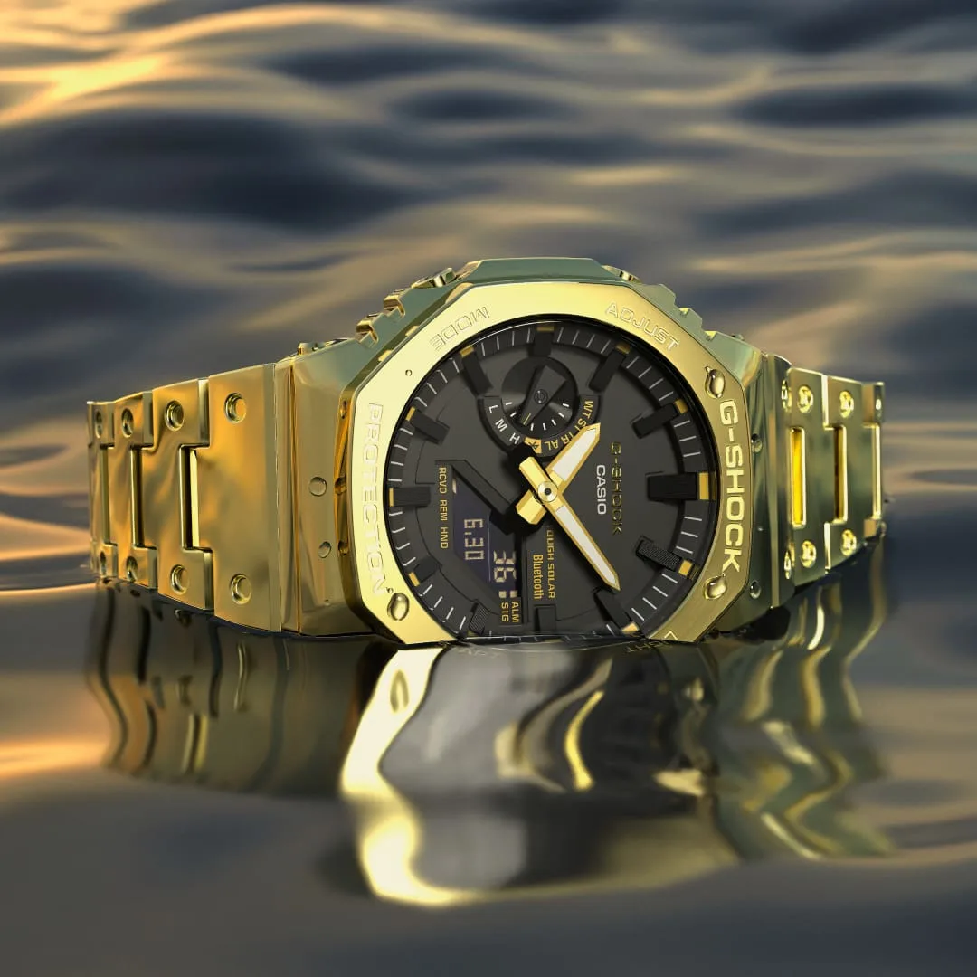 G-Shock Full Metal Solar Powered Black Dial Gold Tone Case & Band - GMB2100GD-9A