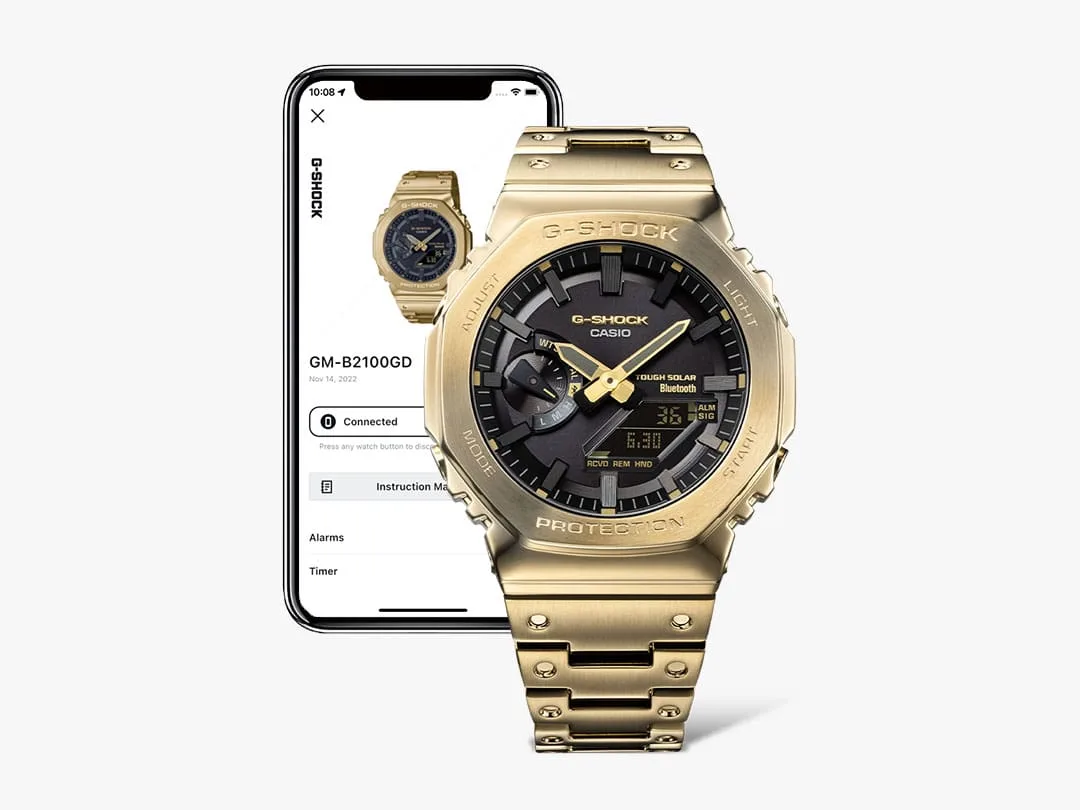 G-Shock Full Metal Solar Powered Black Dial Gold Tone Case & Band - GMB2100GD-9A