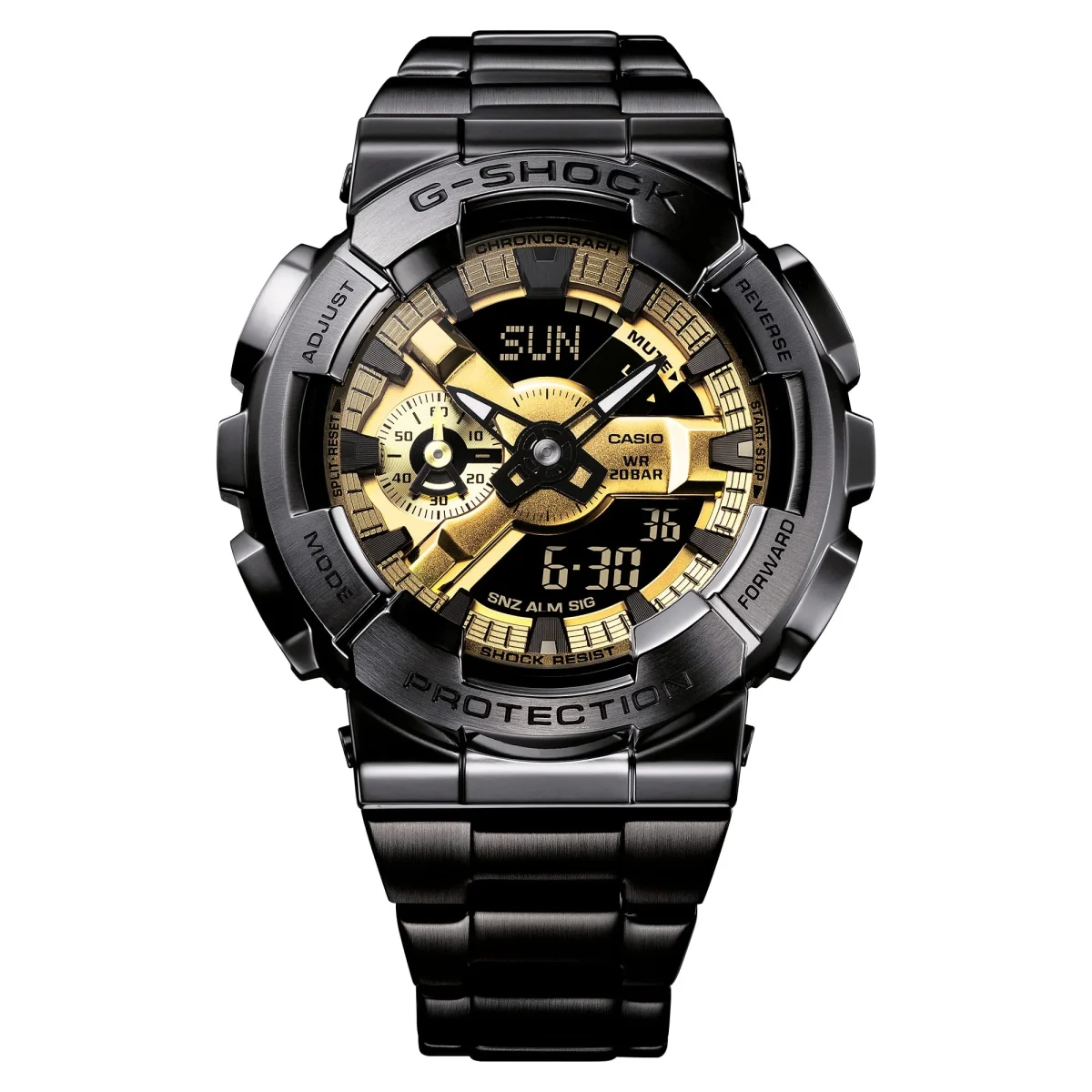 G-Shock G-Steel Duel Time, Gold Dial, Black IP Stainless Steel Case & Band 200M WR - GM110BD-1A9