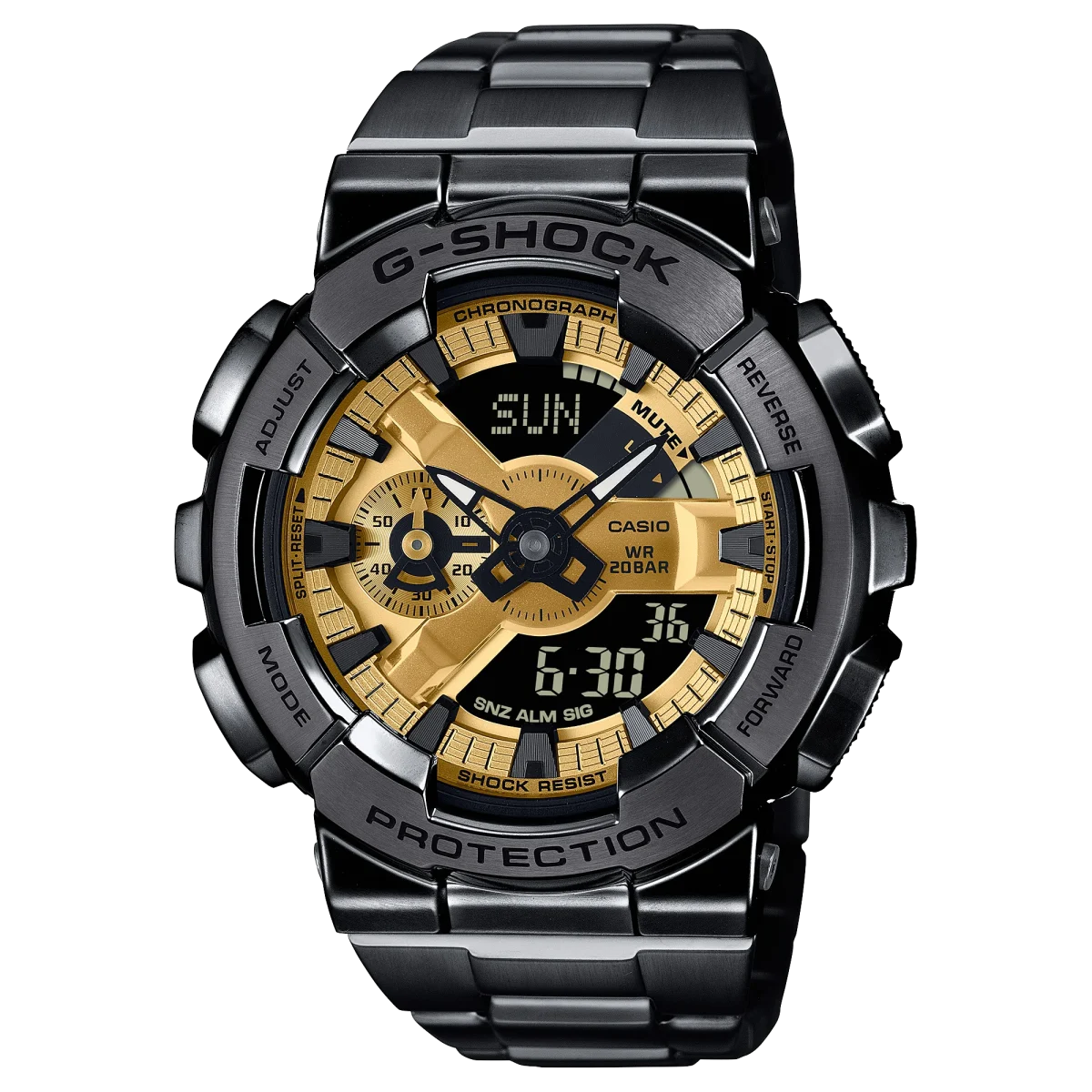 G-Shock G-Steel Duel Time, Gold Dial, Black IP Stainless Steel Case & Band 200M WR - GM110BD-1A9