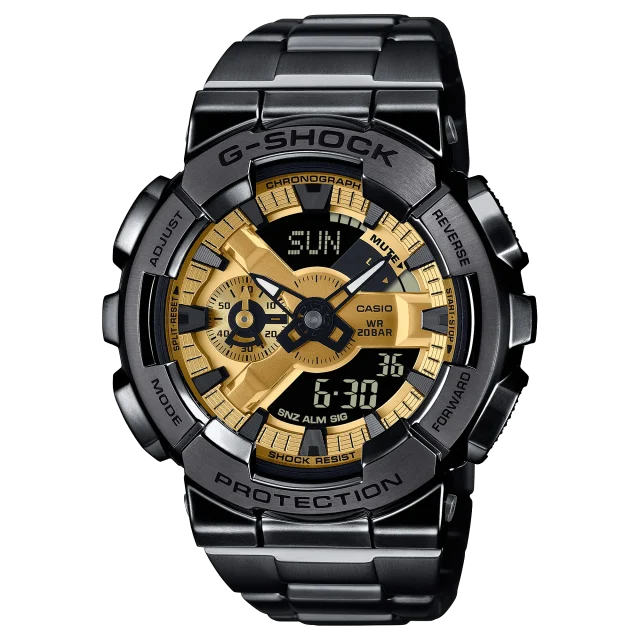 G-Shock G-Steel Duel Time, Gold Dial, Black IP Stainless Steel Case & Band 200M WR - GM110BD-1A9
