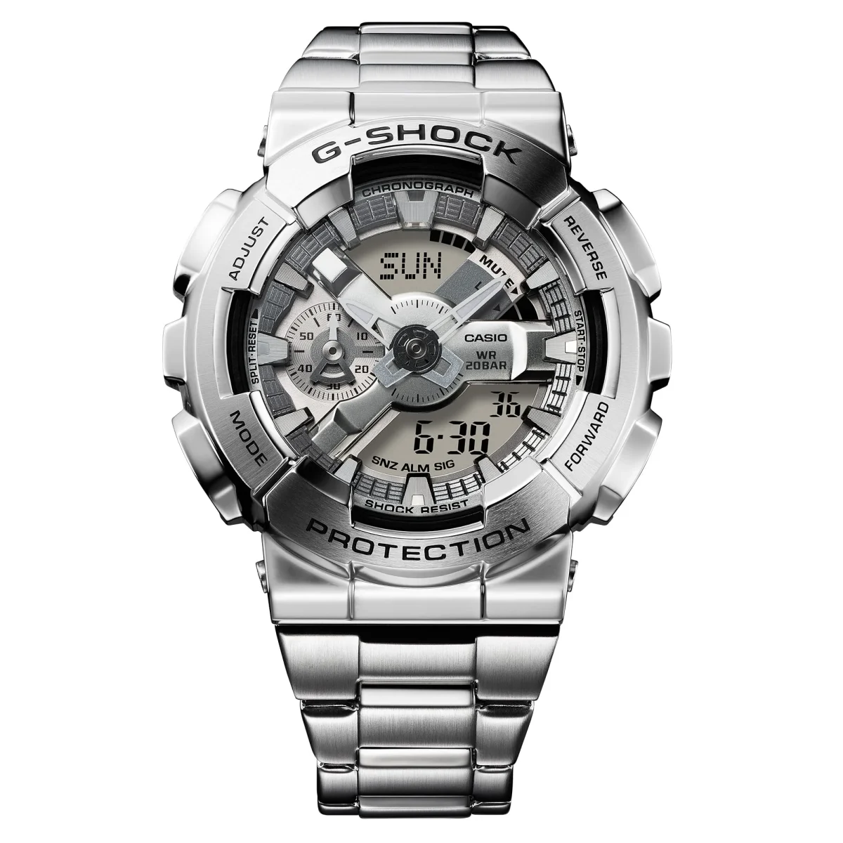 G-Shock G-Steel Dual Time, Silver Dial & Case, Stainless Steel Band 200M WR - GM110D-8A