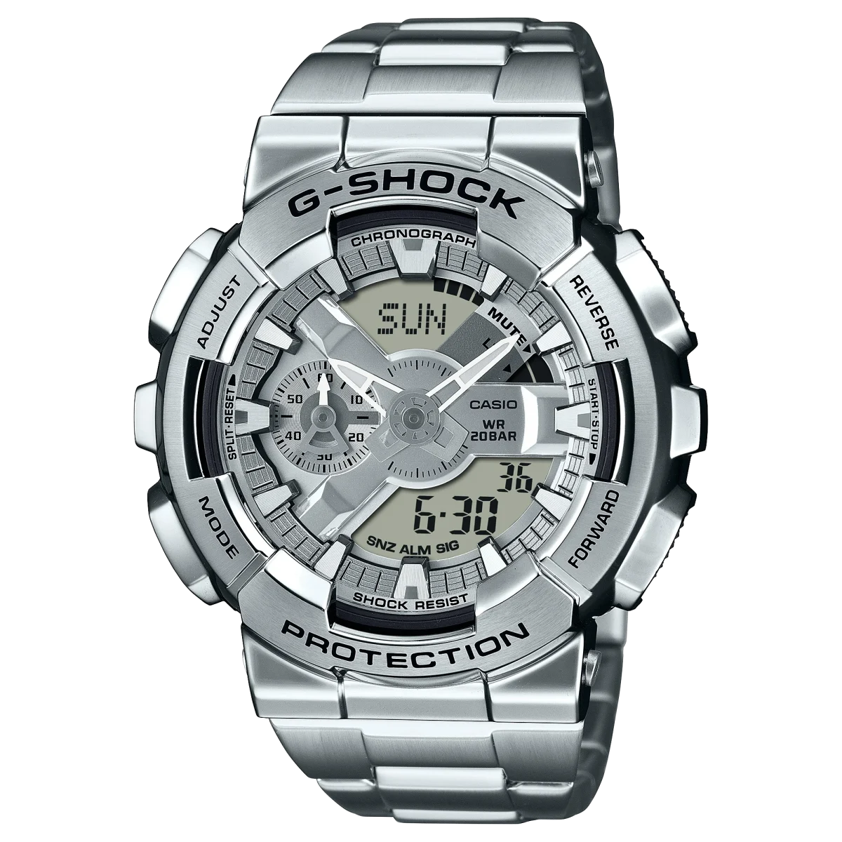 G-Shock G-Steel Dual Time, Silver Dial & Case, Stainless Steel Band 200M WR - GM110D-8A