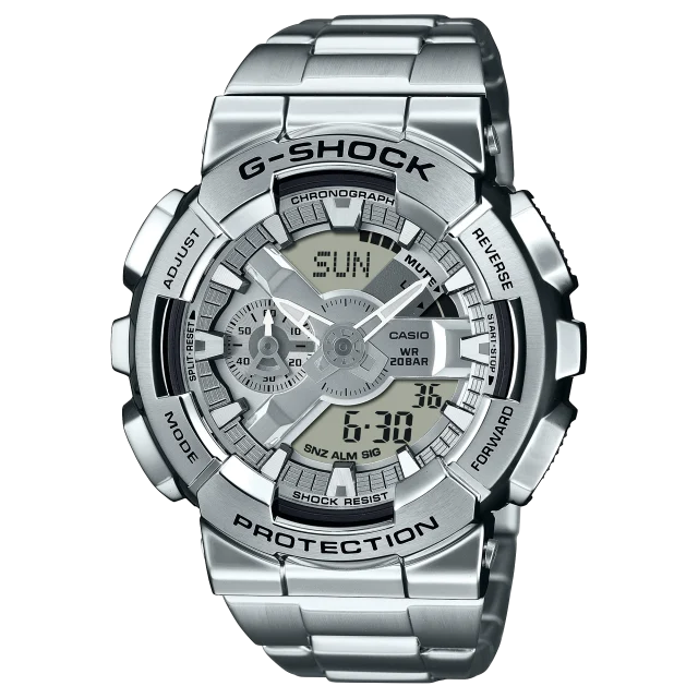 G-Shock G-Steel Duel Time, Silver Dial & Case, Stainless Steel Band 200M WR - GM110D-8A
