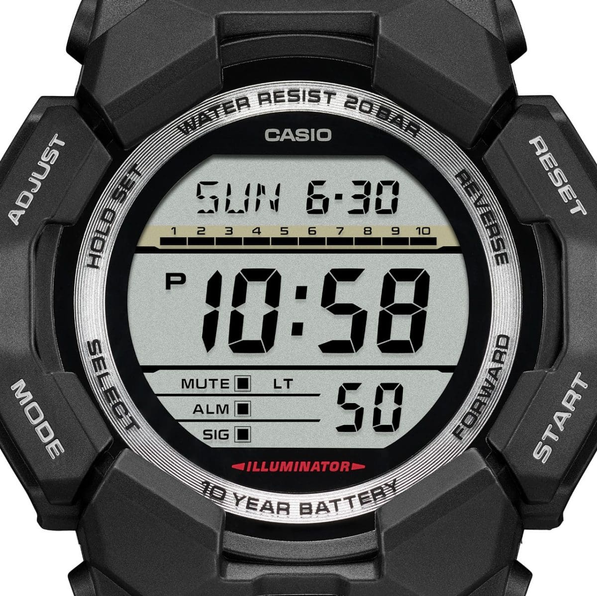 G-Shock GD010-1D Men's Black Digital Watch | 10-Year Battery | Carbon Core Guard
