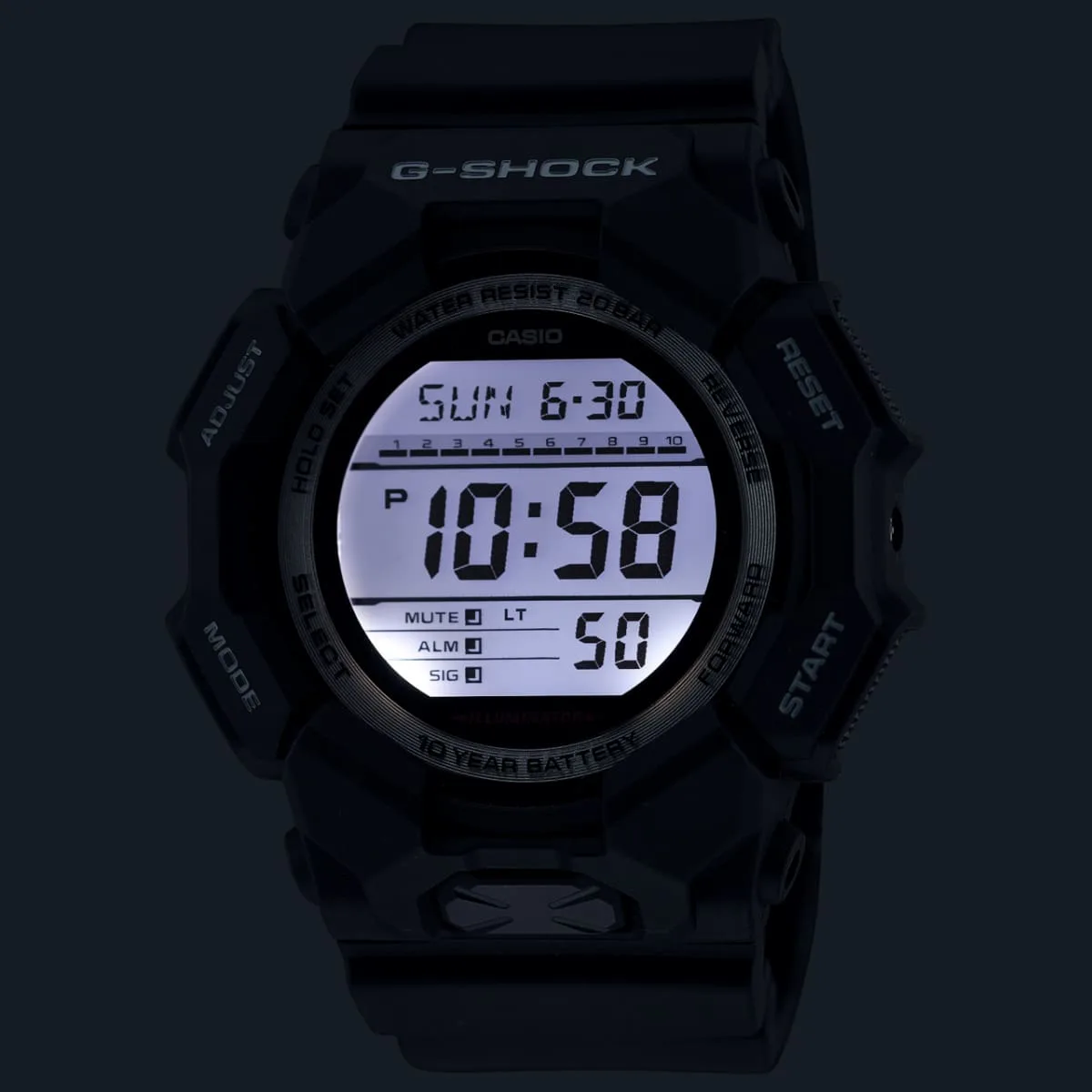 G-Shock GD010-1D Men's Black Digital Watch | 10-Year Battery | Carbon Core Guard