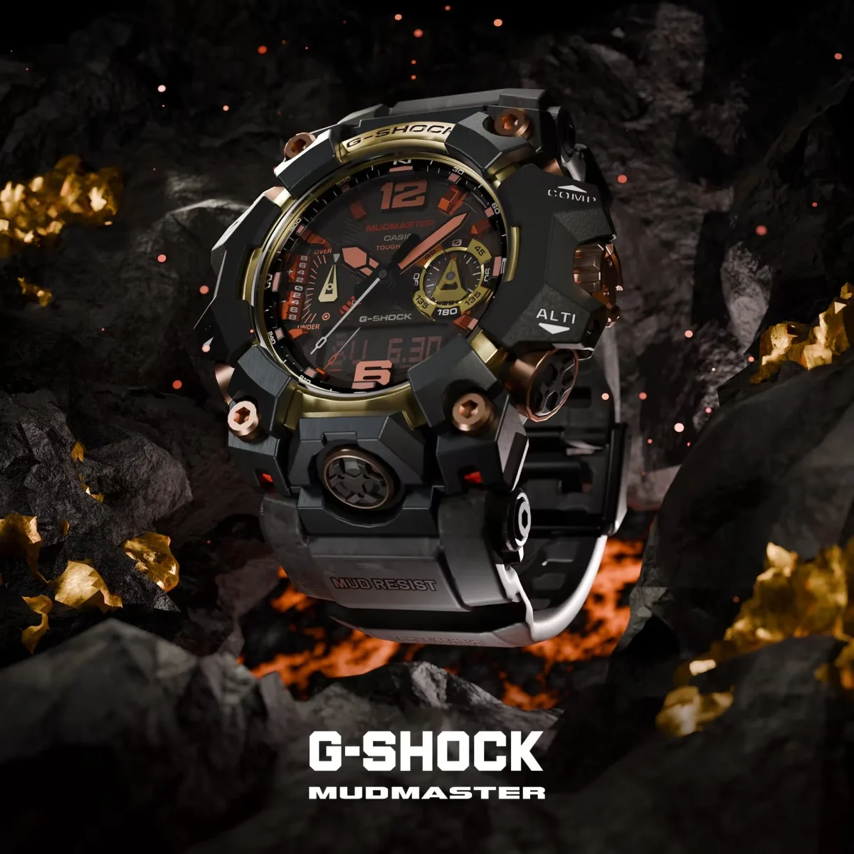 G-Shock Master of G Mudmaster GWG-B1000MG-1A9 Magma Gold Limited Edition Solar Bluetooth Men's Watch