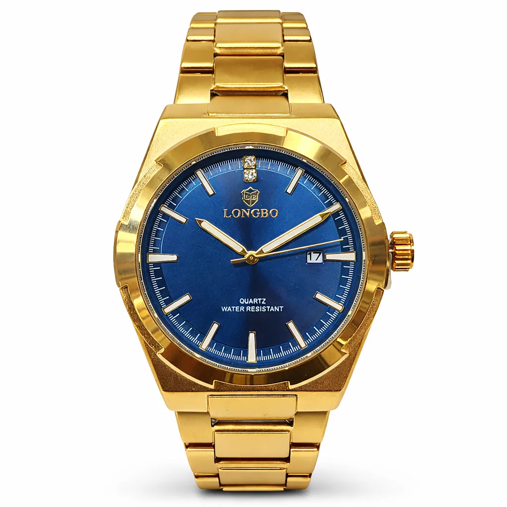 Gents Longbo Gold Tone Watch Blue Dial 40mm – Model 83842GB