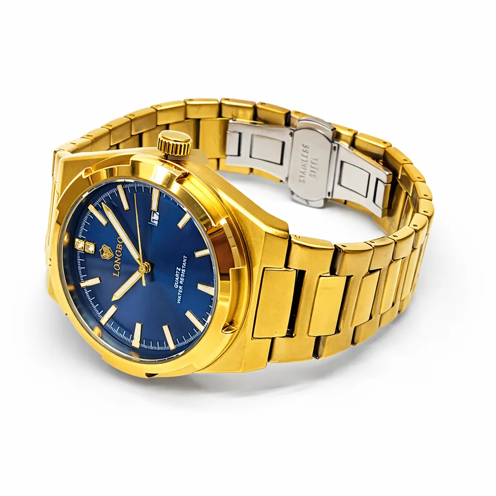Gents Longbo Gold Tone Watch Blue Dial 40mm – Model 83842GB