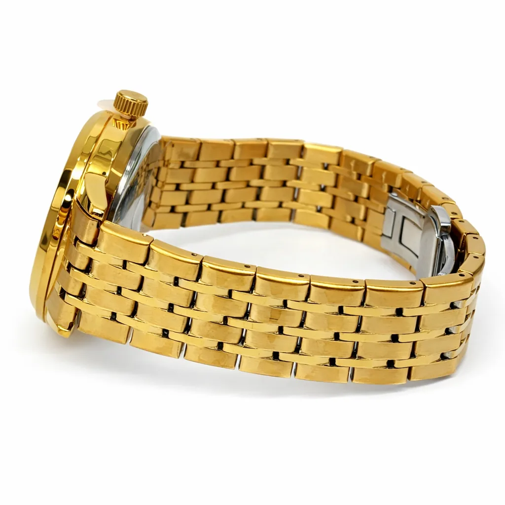 Gents Longbo Gold Watch 42mm – Model 83876G Quartz Day-Date Luminous Hands