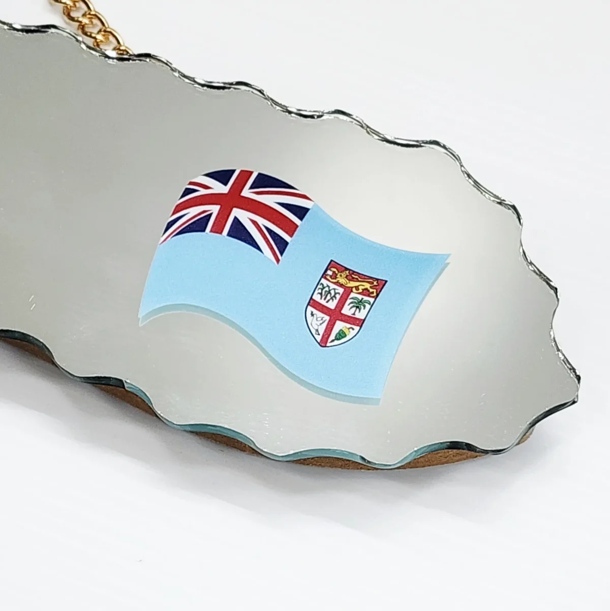 Gold & Black Fijian Design and Coloured Flag Mirrored/Glass Photo 21st Birthday Key - SJ2506