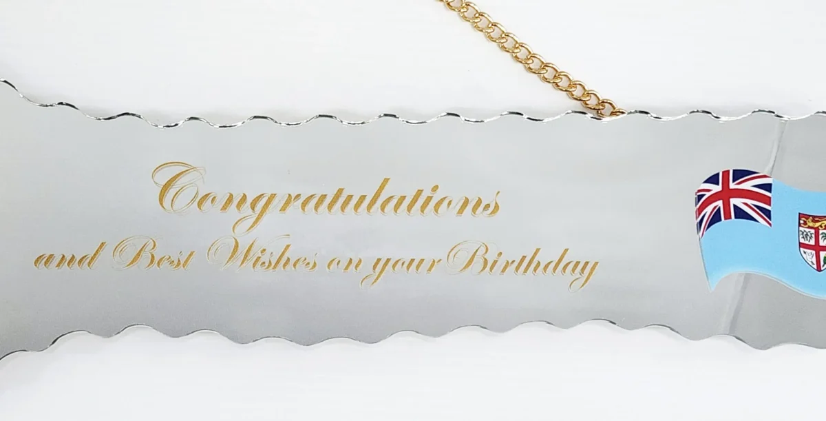 Gold & Black Fijian Design and Coloured Flag Mirrored/Glass Photo 21st Birthday Key - SJ2506