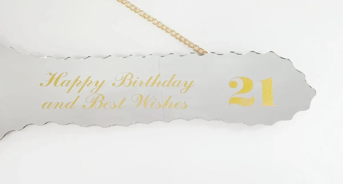 Golden Print Design with Island Tattoo Patterns Mirrored/Glass Photo 21st Birthday Key - SJ2505