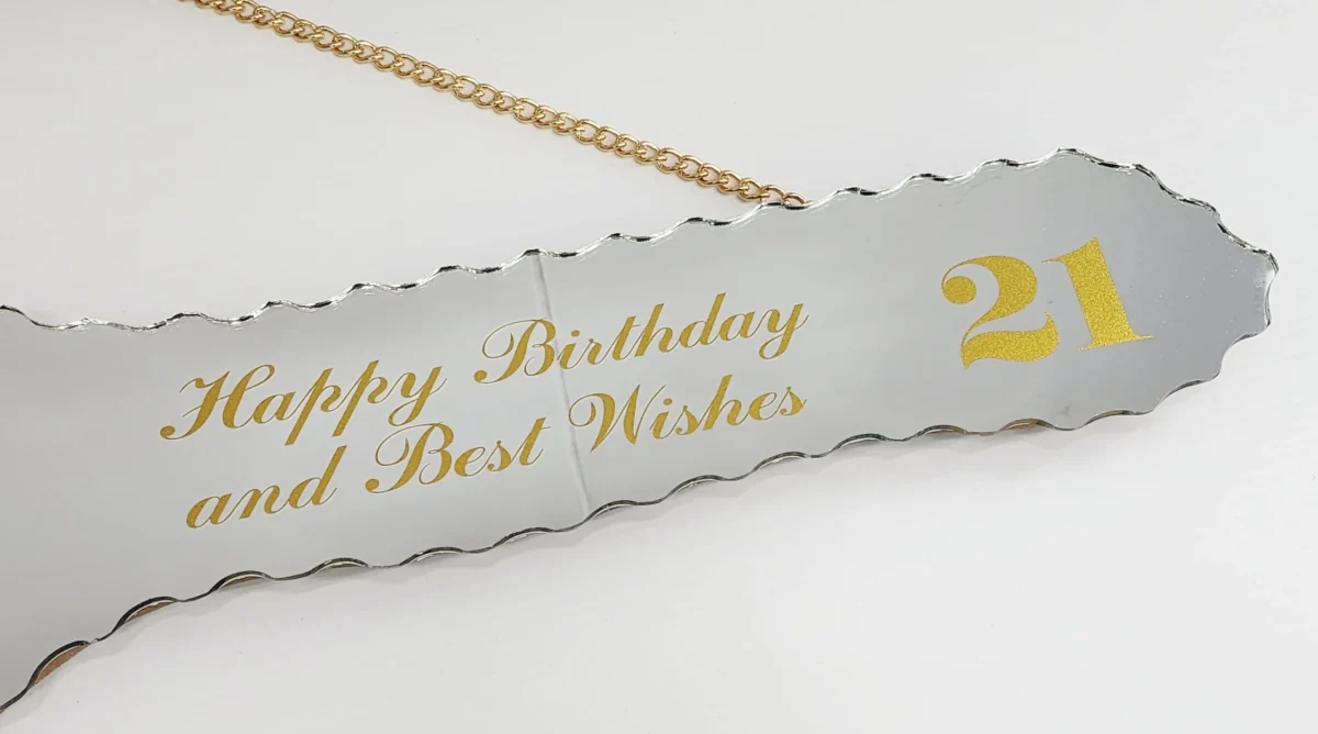 Golden Print Design with Island Tattoo Patterns Mirrored/Glass Photo 21st Birthday Key - SJ2505