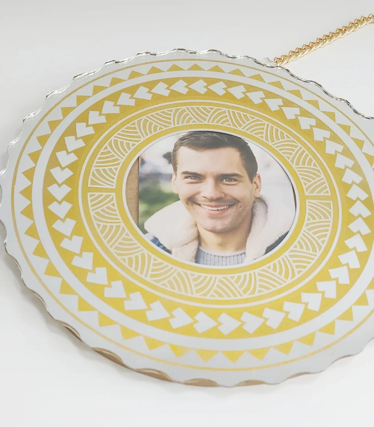 Golden Print Design with Island Tattoo Patterns Mirrored/Glass Photo 21st Birthday Key - SJ2505