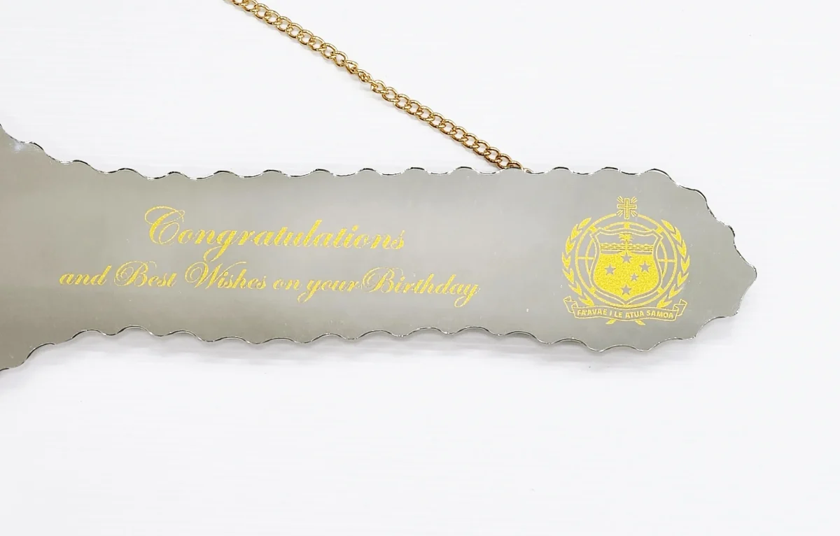 Golden Print Design with Samoan Sila & Tattoo Patterns Mirrored/Glass Photo 21st Birthday Key - SJ2504