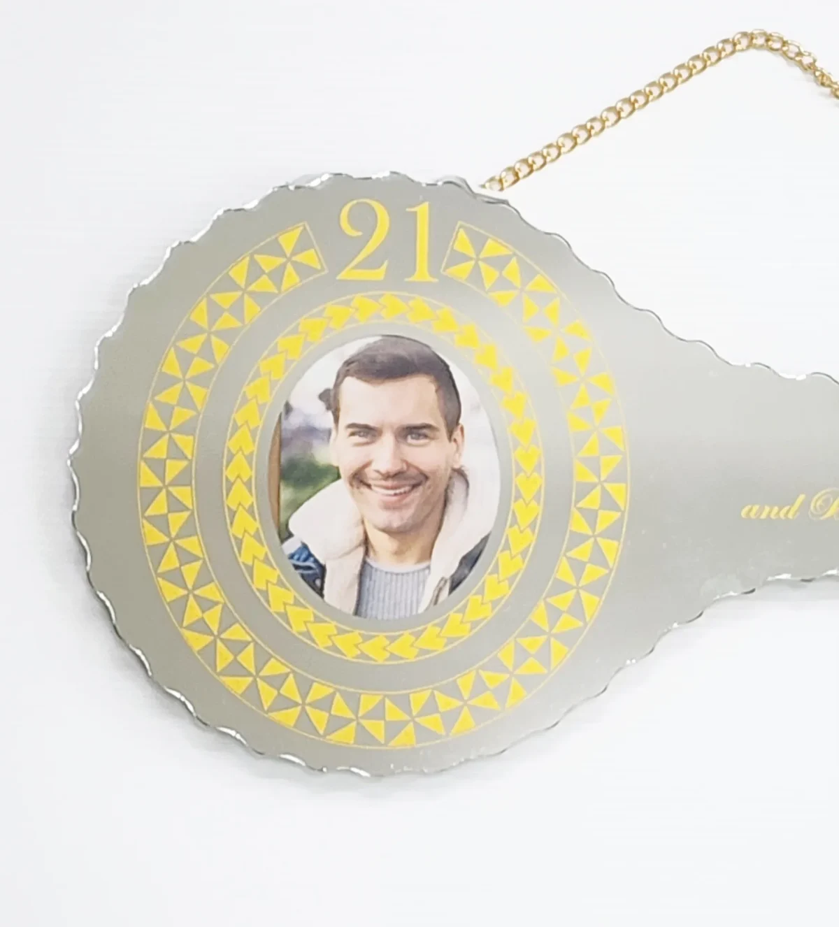 Golden Print Design with Tongan Sila & Tattoo Patterns Mirrored/Glass Photo 21st Birthday Key - SJ2502