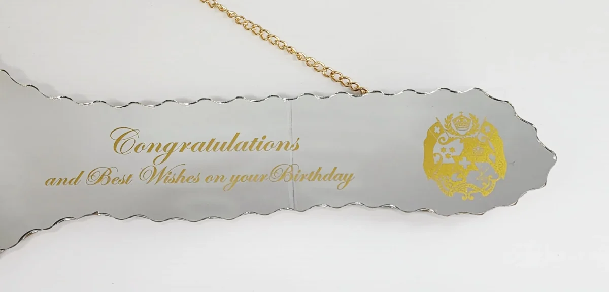 Golden Print Design with Tongan Sila & Tattoo Patterns Mirrored/Glass Photo 21st Birthday Key - SJ2503