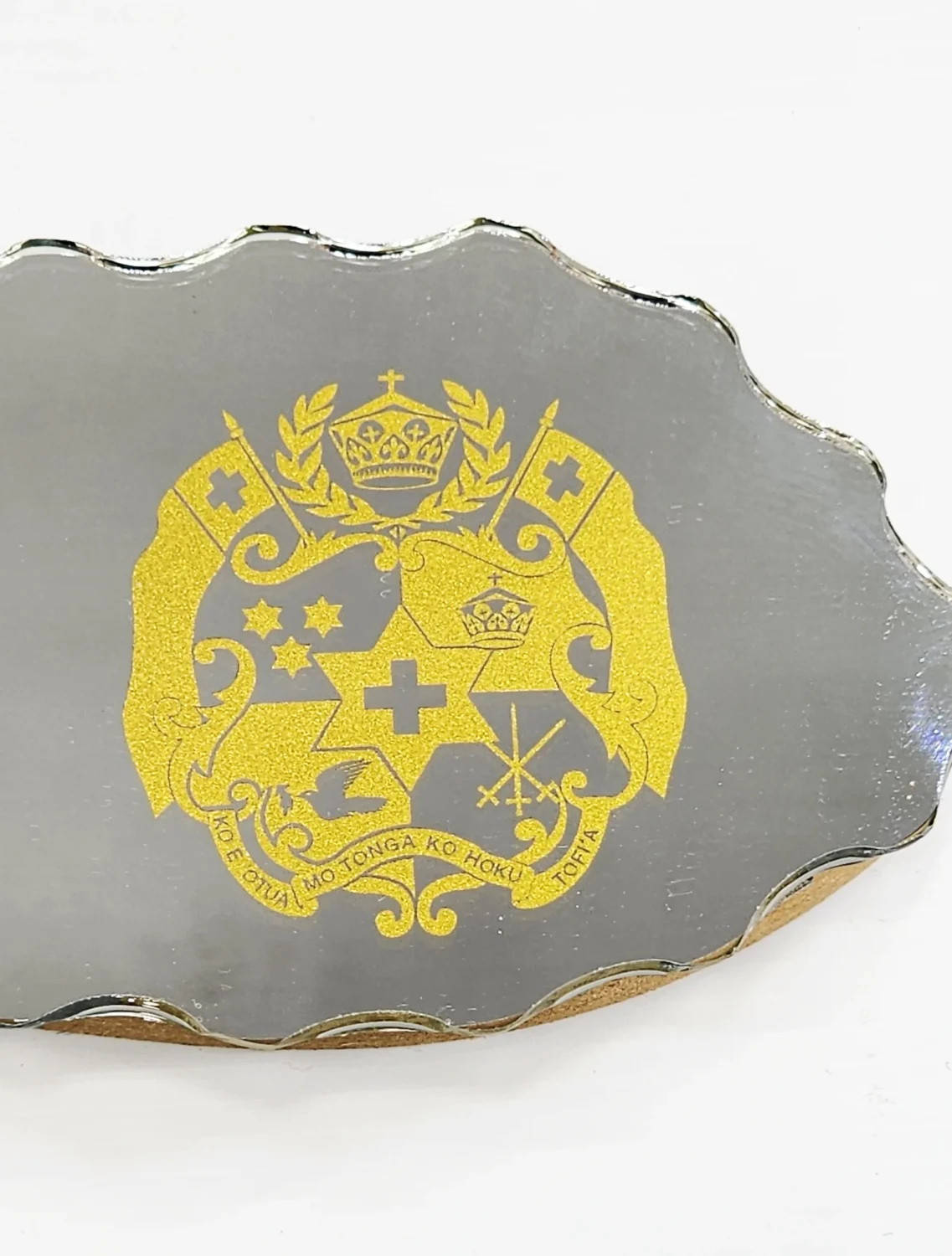 Golden Print Design with Tongan Sila & Tattoo Patterns Mirrored/Glass Photo 21st Birthday Key - SJ2503