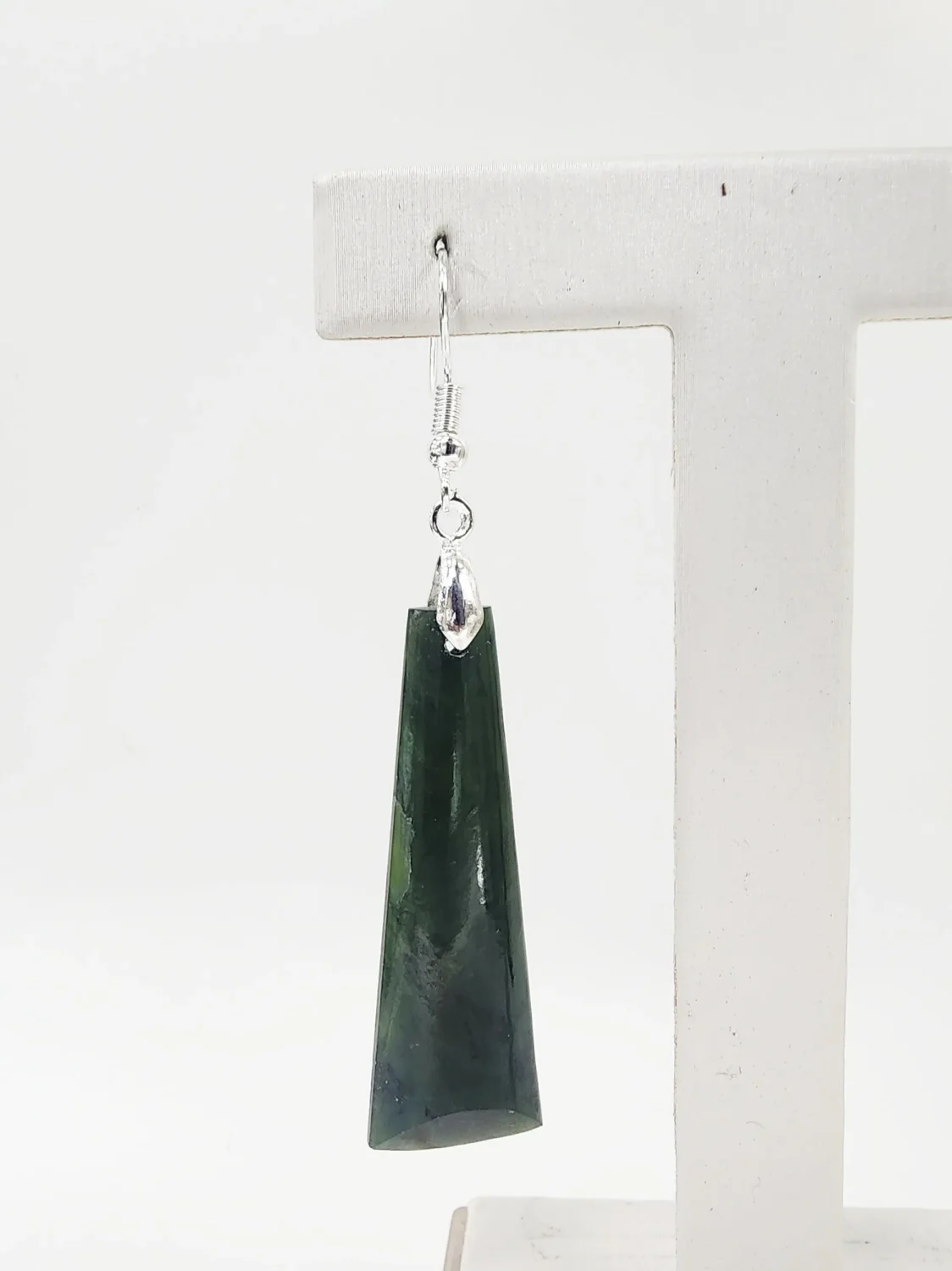 Greenstone Adze Drop Earrings with Sterling Silver Hooks – 47mm