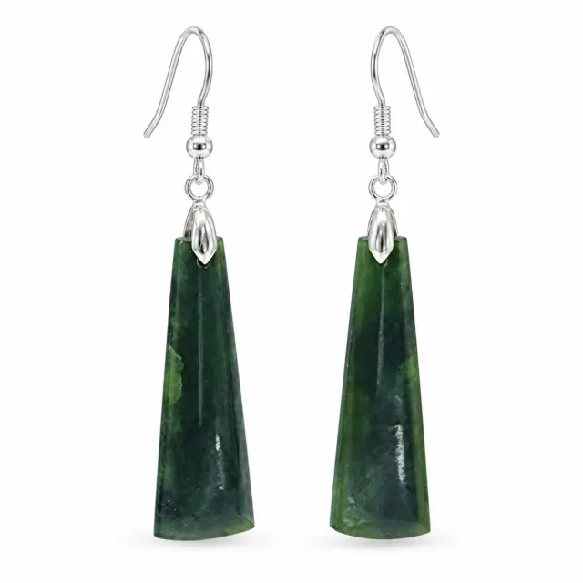 Greenstone Adze Drop Earrings with Sterling Silver Hooks – 47mm