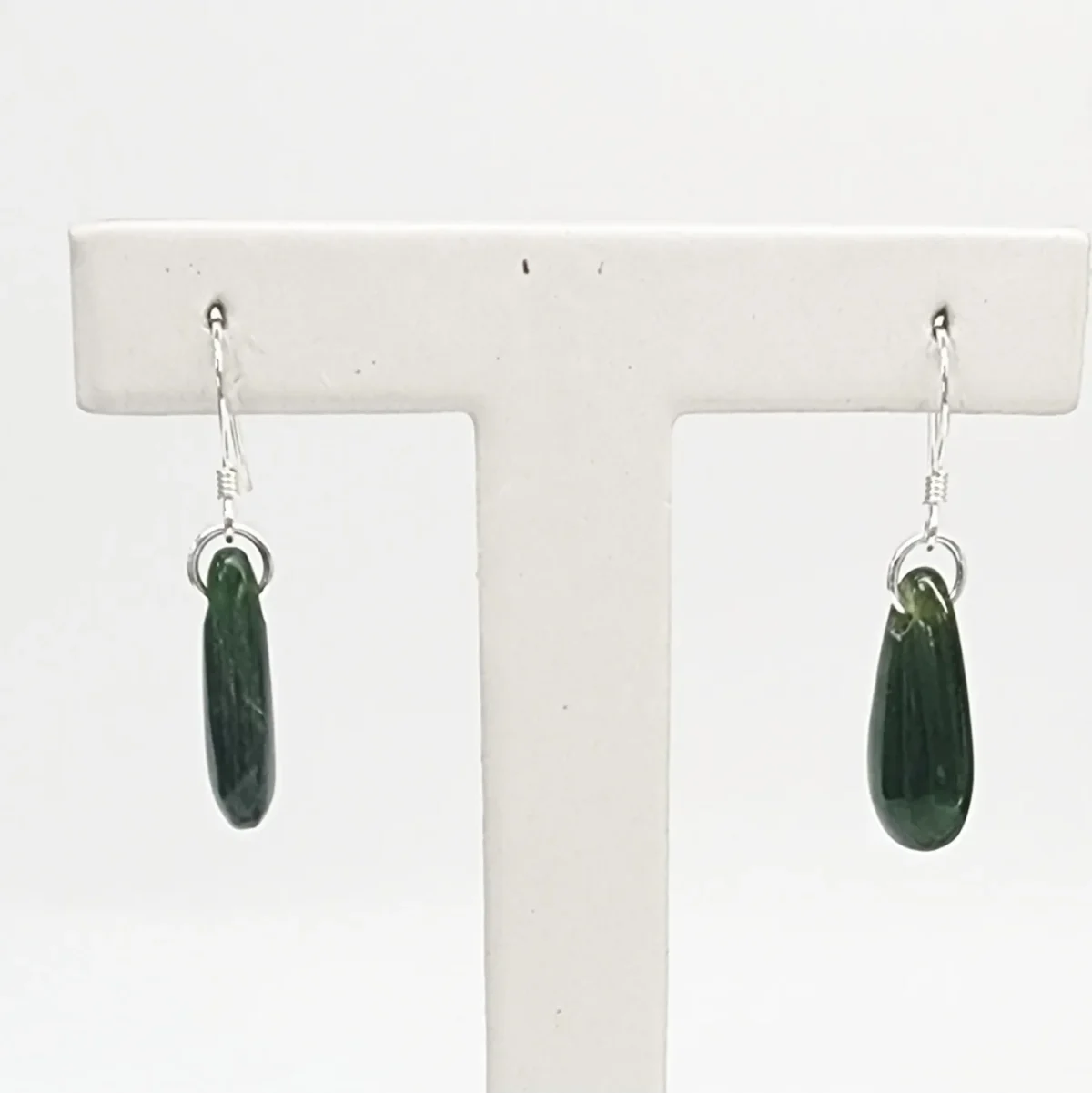Greenstone Drop Earrings with Sterling Silver Hooks – 20mm