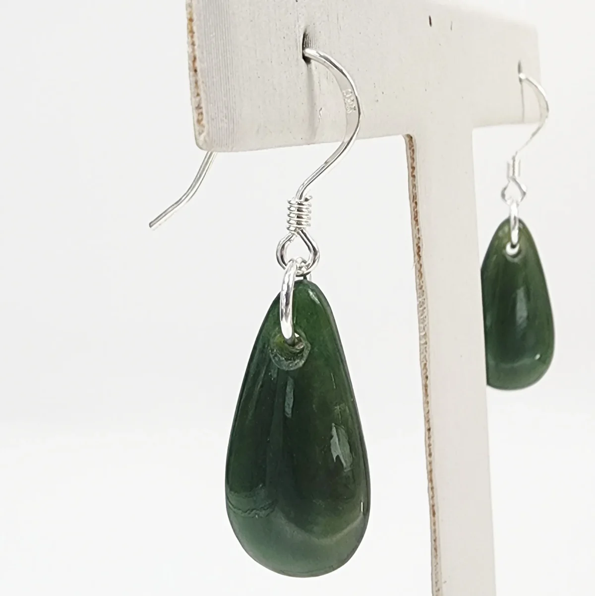 Greenstone Drop Earrings with Sterling Silver Hooks – 20mm