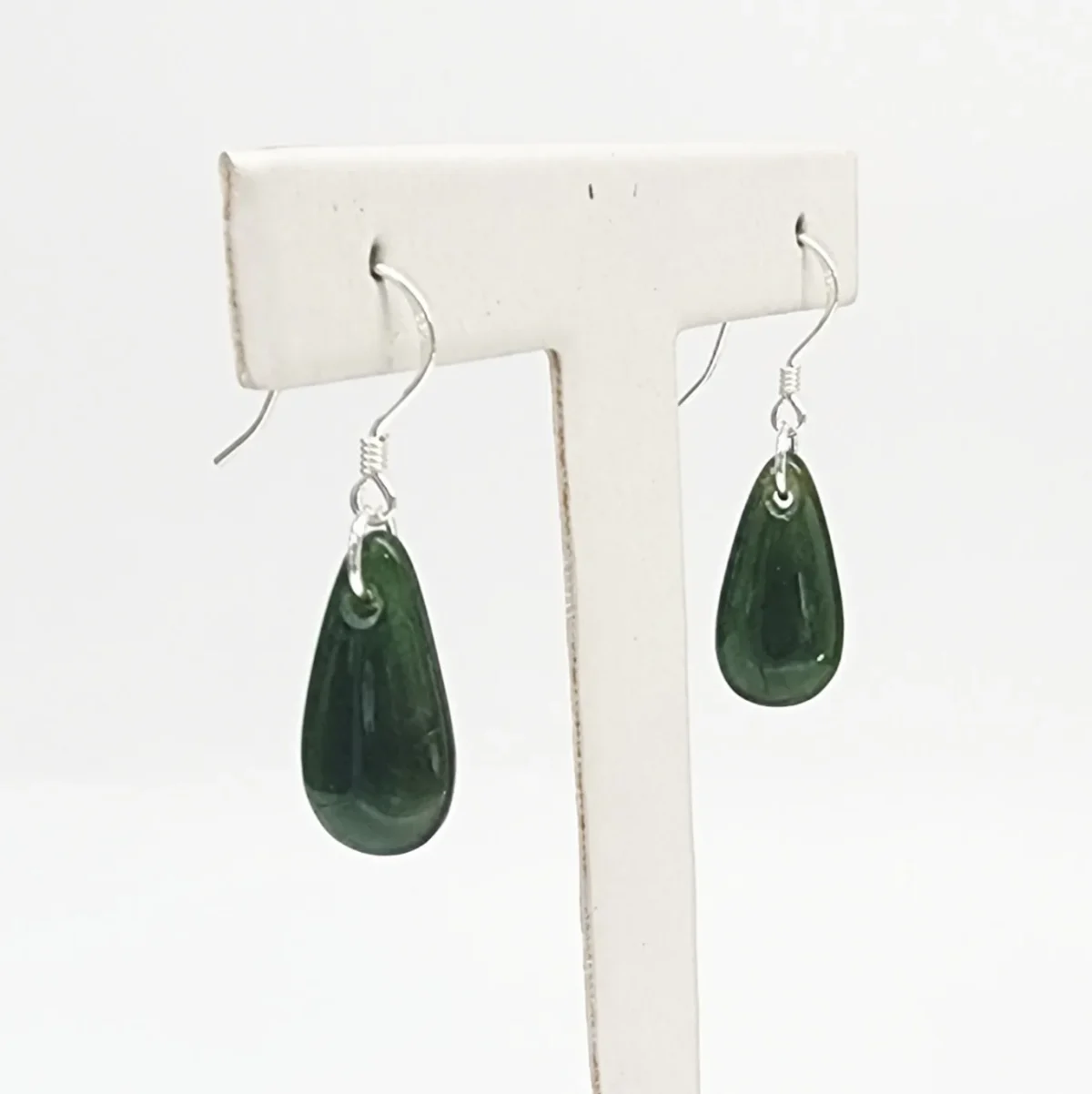 Greenstone Drop Earrings with Sterling Silver Hooks – 20mm