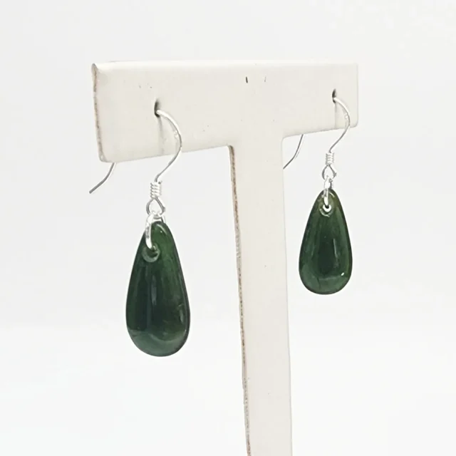 Greenstone Drop Earrings with Sterling Silver Hooks – 20mm