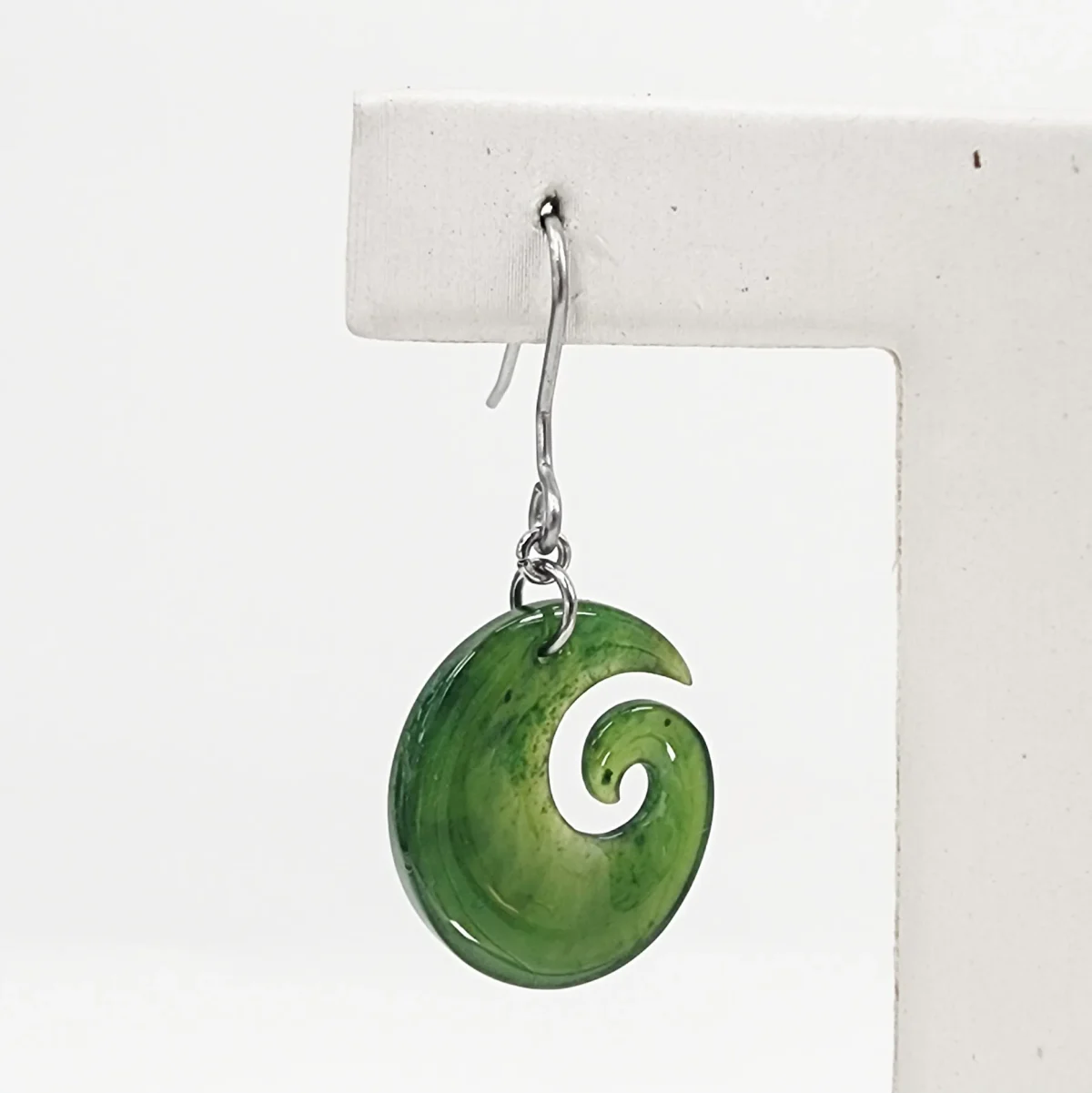 Greenstone Open Koru Earrings with Surgical Steel Hooks