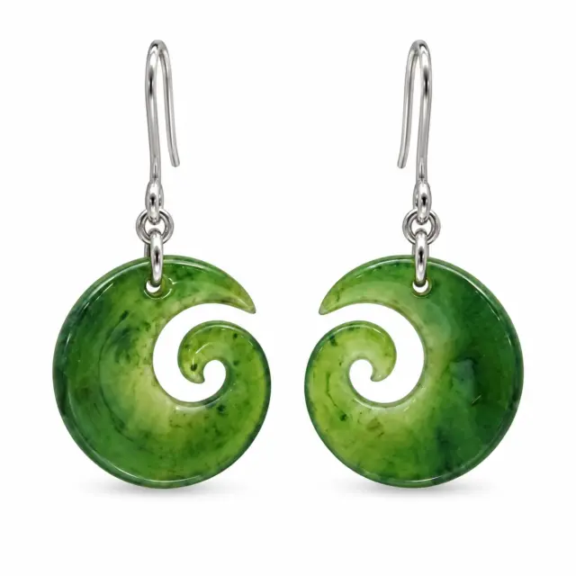Greenstone Open Koru Earrings with Surgical Steel Hooks