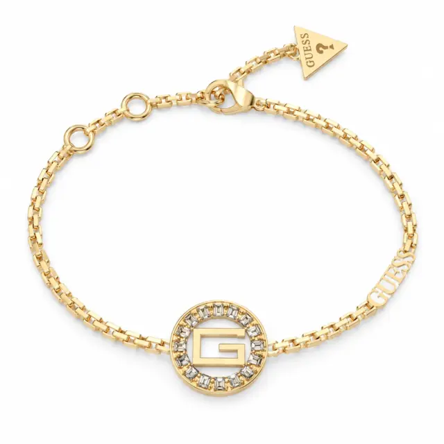 Guess 17mm Baguette Coin Gold Tone Bracelet
