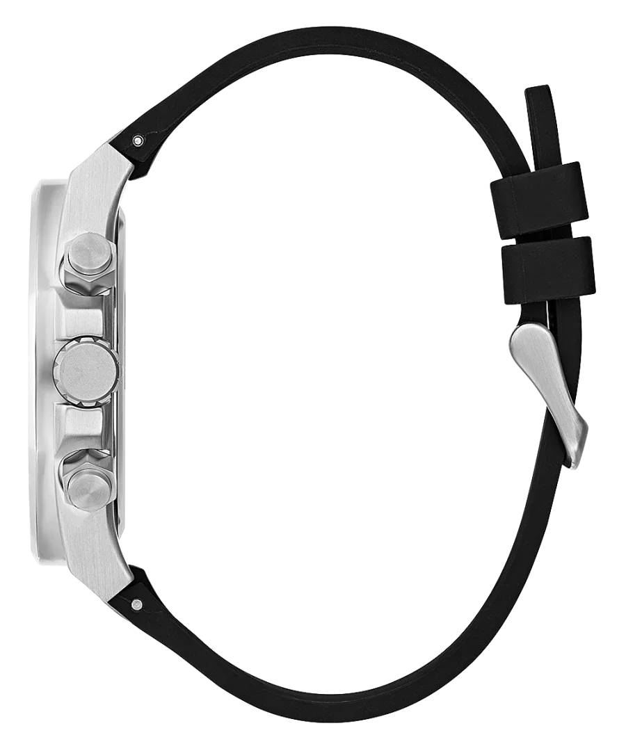 Guess 2-Tone Case Black Silicone Strap Watch - GW0583G1