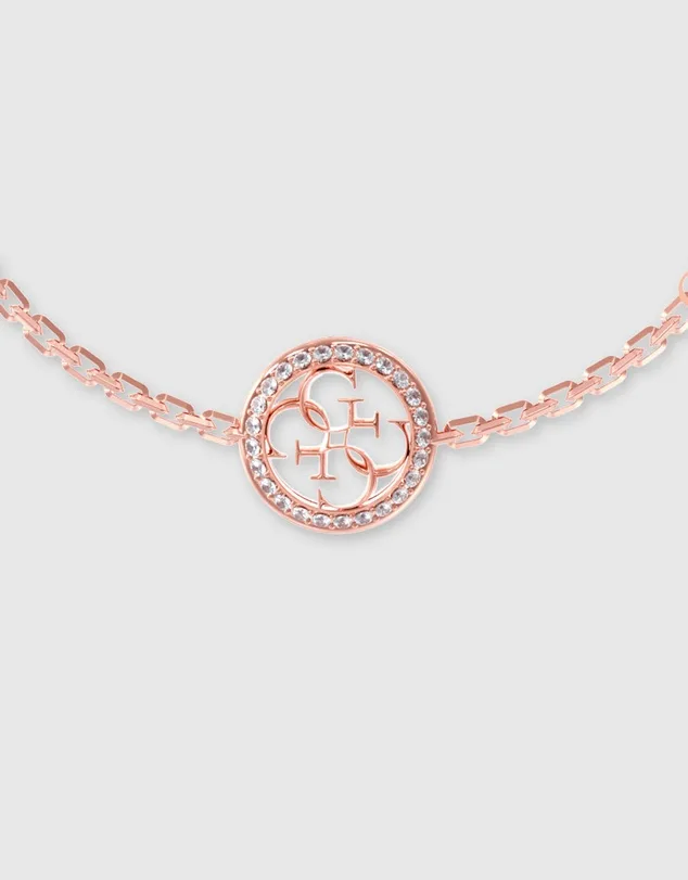 Guess 4G Coin CZ Tag 7mm Rose Gold Finish Bracelet