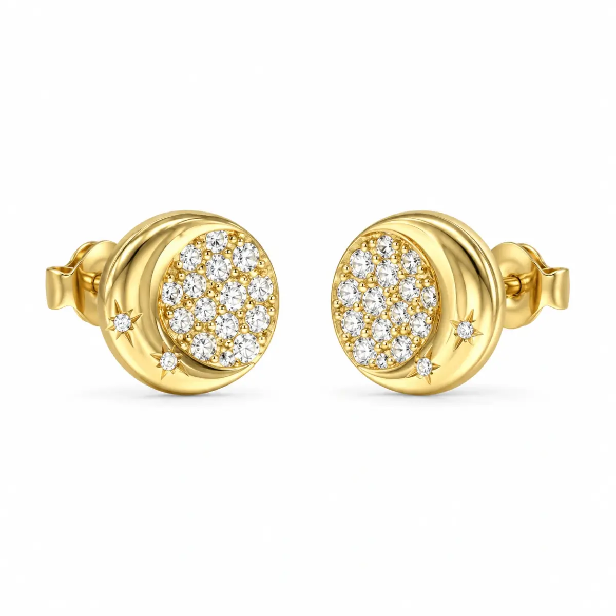 GUESS Aurora Pavé Hoop Earrings 10mm Gold-Tone Stainless Steel – JUBE06240JWYGT/U