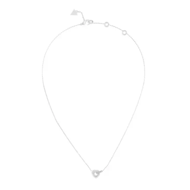 GUESS Beloved Double Heart Crystal Necklace Silver – JUBN06013JWRHT/U