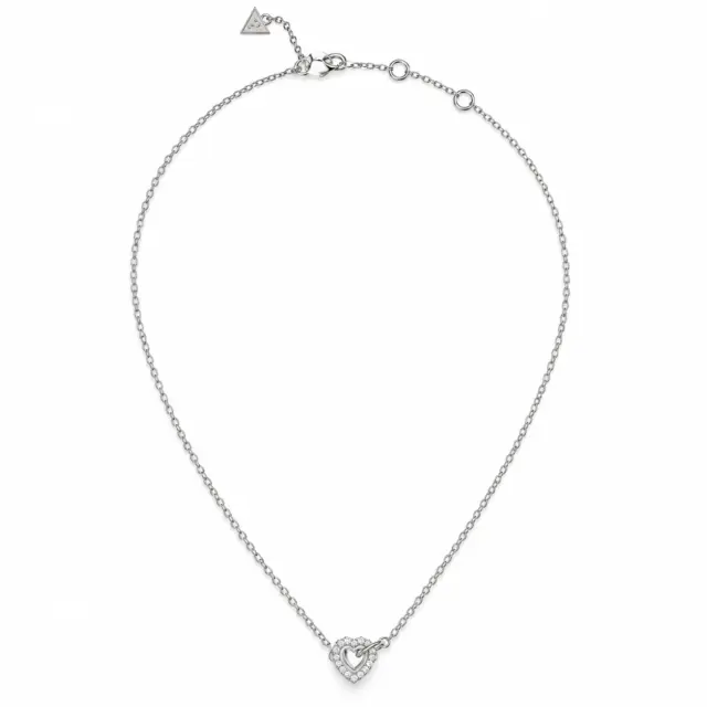 GUESS Beloved Double Heart Crystal Necklace Silver – JUBN06013JWRHT/U