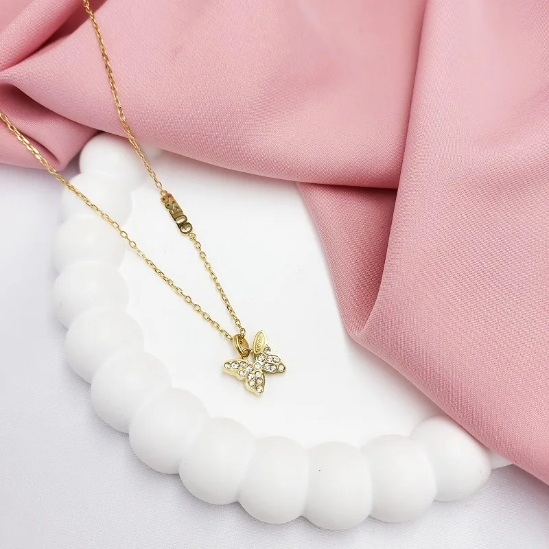 GUESS Butterfly Crystal Necklace Gold – JUBN04107JWYGT